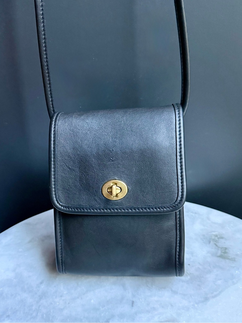 Vintage Coach Scooter Bag in Black Glovetanned Leather style 9893